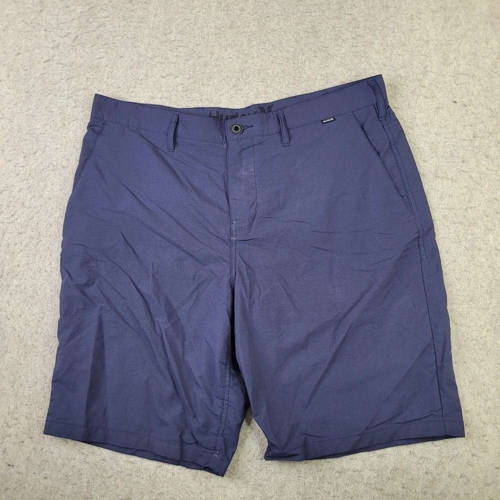 Hurley Performance Stretch Shorts Mens‎ 36 Navy Blue Chino Active 9" Inseam